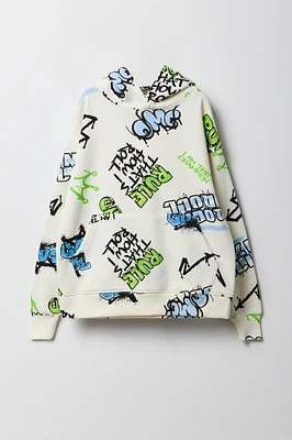 Kids Graffiti Print Fleece Hoodie