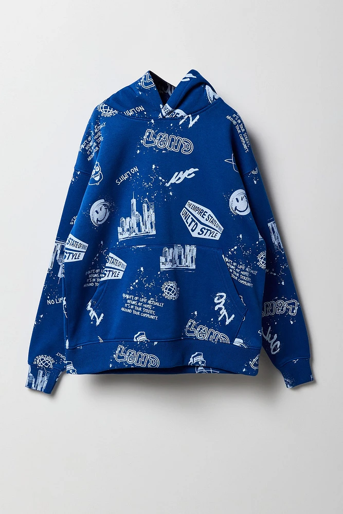 Kids New York Print Fleece Hoodie