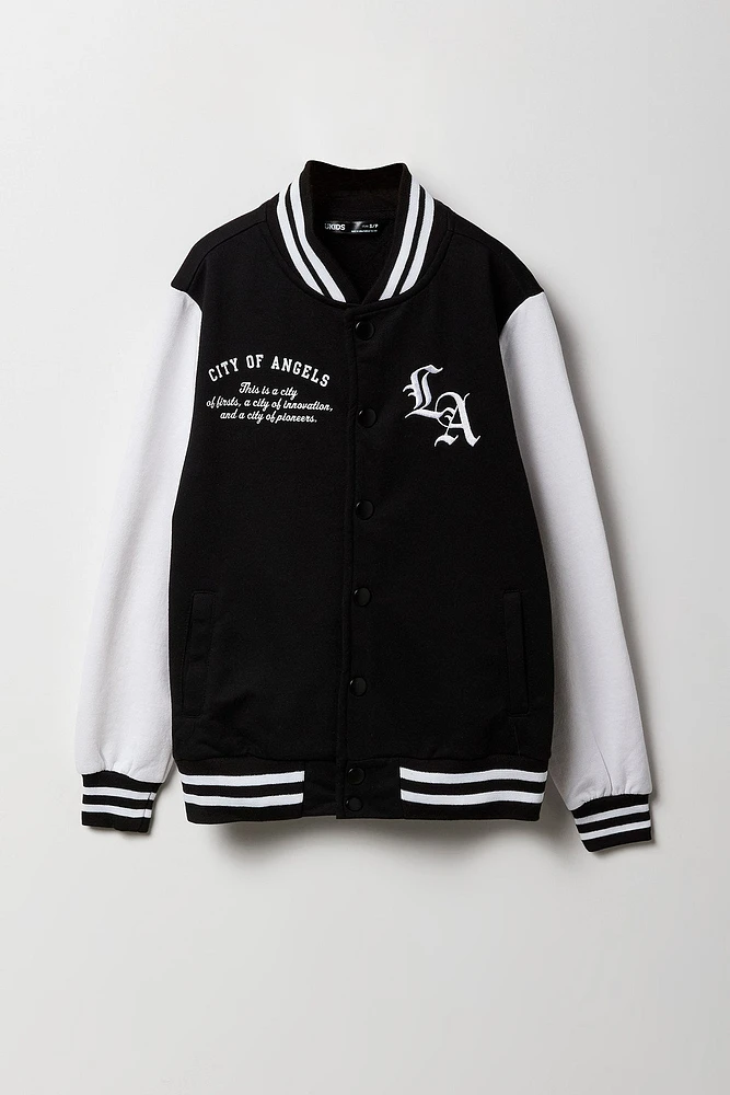 Kids City Graphic Fleece Varsity Jacket
