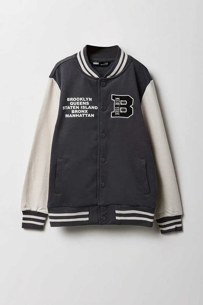Kids City Graphic Fleece Varsity Jacket