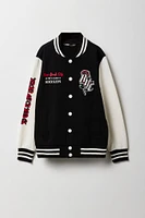 Kids Embroidered Graphic Fleece Varsity Jacket