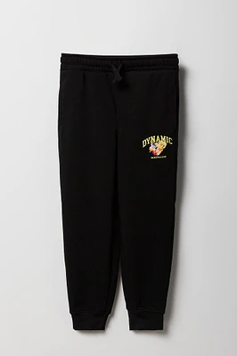 Jogger en molleton imprimé avec motif brodé pour enfants