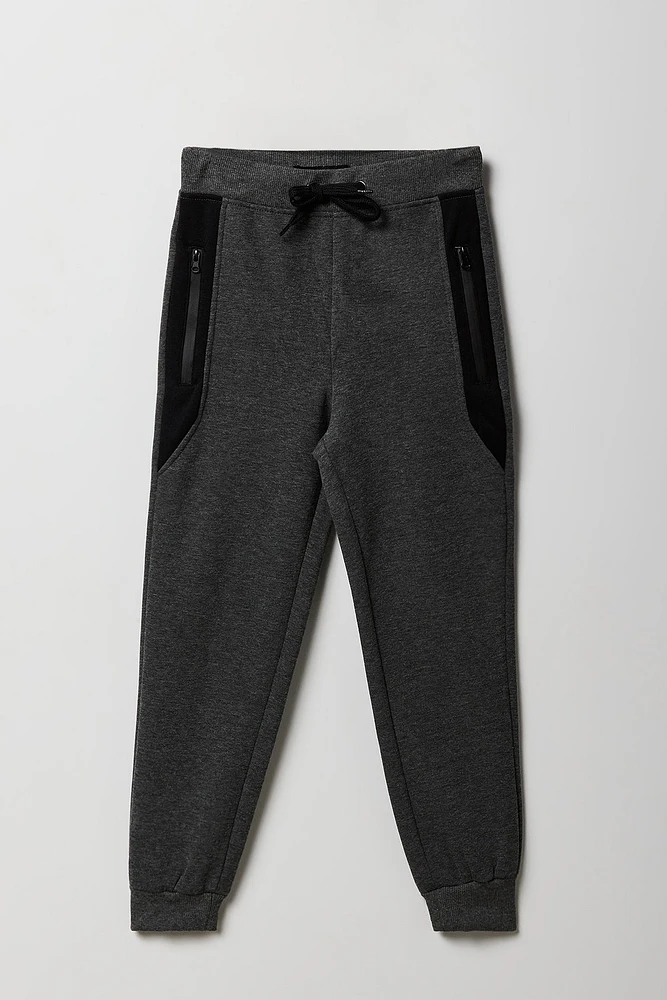 Jogger en molleton avec blocs de couleurs et poches à fermeture glissière pour enfants