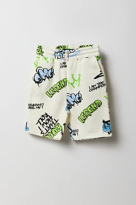 Boys Camo Print Fleece Short