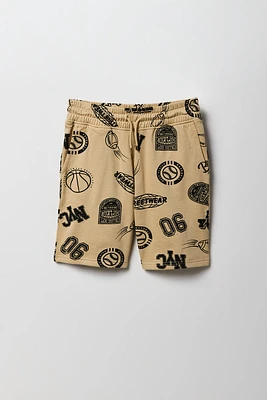 Boys Sports Print Fleece Short
