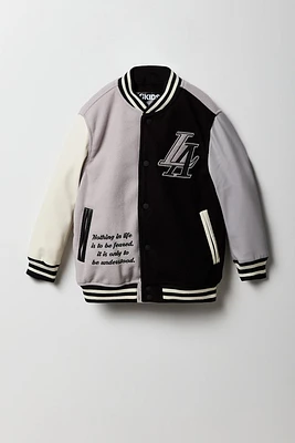 Boys Embroidered Melton Varsity Jacket
