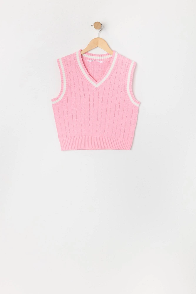 Veste en tricot torsadé pour fille