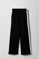 Girls Fleece Side Striped Wide Leg Sweatpant