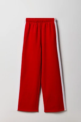Pantalon d'entraînement à jambe large en molleton avec rayures latérales pour fille