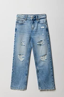 Girls Distressed Straight Leg Jean