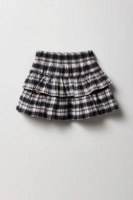Girls Plaid Tiered Skort