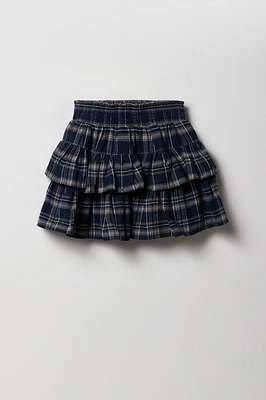 Girls Plaid Tiered Skort