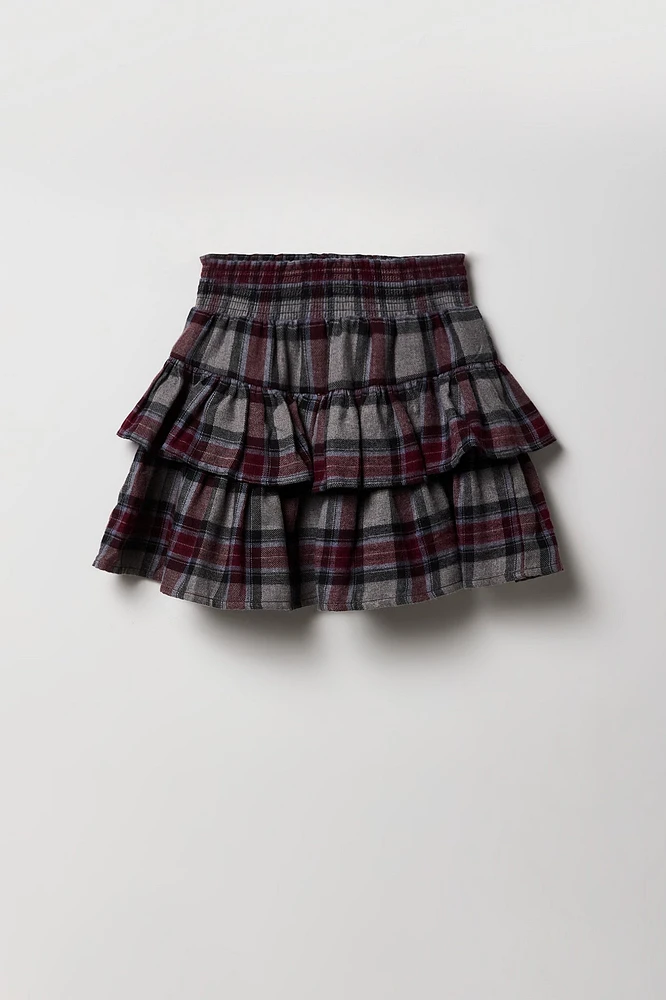 Jupe-short volantée à carreaux pour fille