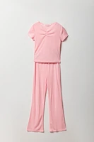 Ensemble pyjama avec t-shirt et pantalon en pointelle pour fille