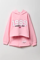 Girls Graphic Fleece Hoodie & Short 2 Piece Set