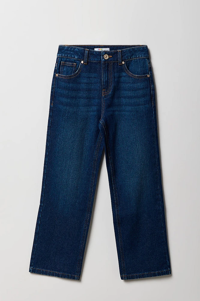 Jean mi-taille à jambe droite pour fille