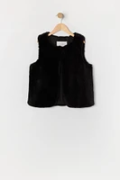 Girls Faux Fur Buttoned Vest