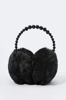 Protège-oreilles en peluche avec similiperles pour fille