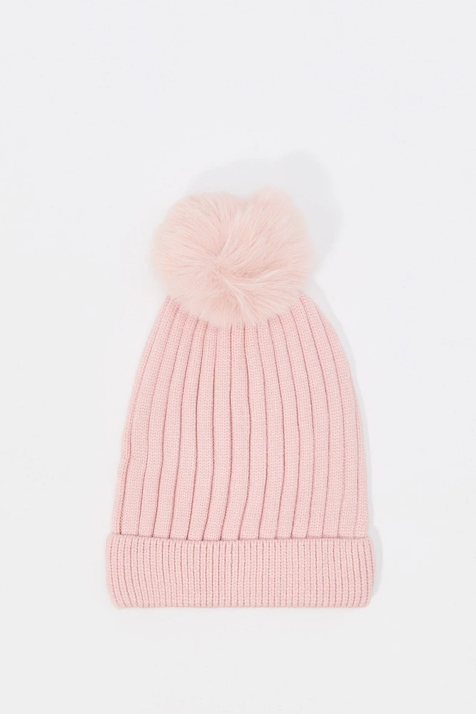 Girls Knit Pom Beanie