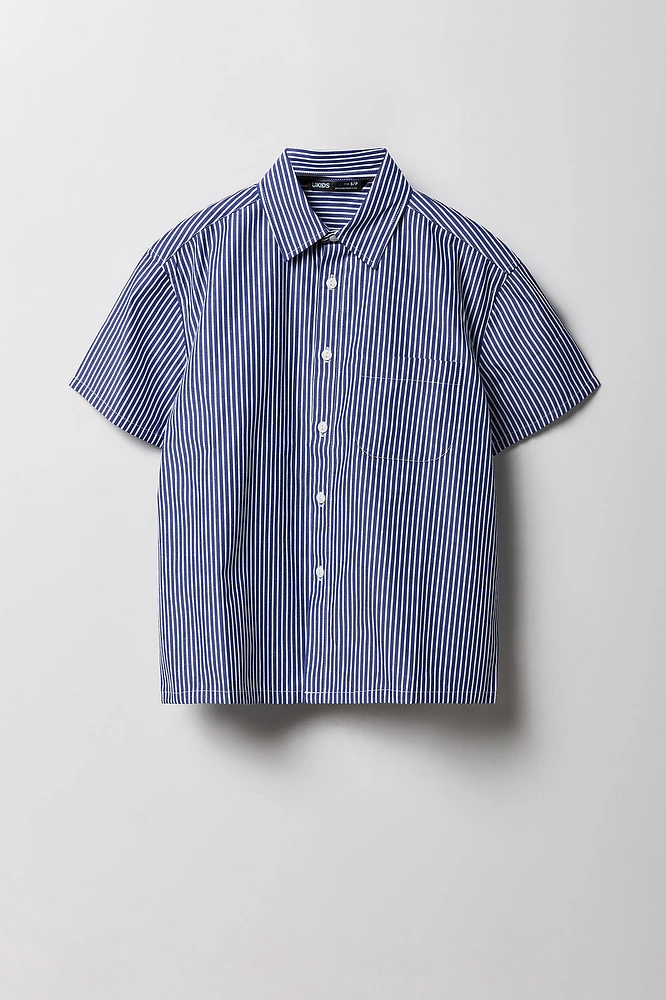 Boys Striped Button-Up Boxy Top