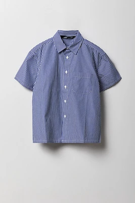 Boys Striped Button-Up Boxy Top