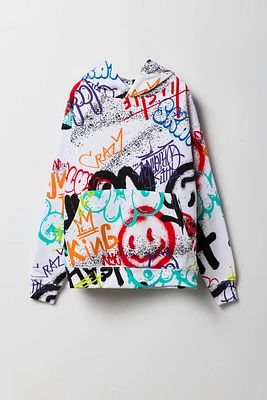 Haut à capuchon en molleton avec imprimé graffitis pour enfants
