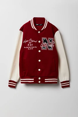 Kids City Embroidered Fleece Varsity Jacket