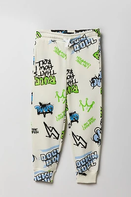 Kids Graffiti Print Fleece Jogger