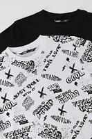 T-shirts à imprimé graffitis et uni (Paquet de 2