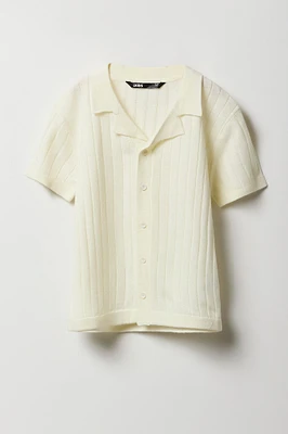 Polo boutonné en tricot côtelé large pour garçon