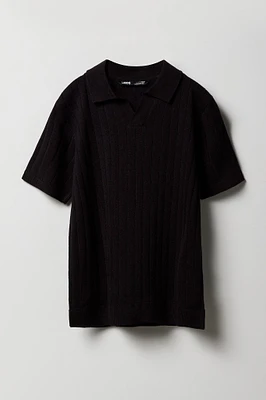 Boys Wide Ribbed Knit Polo