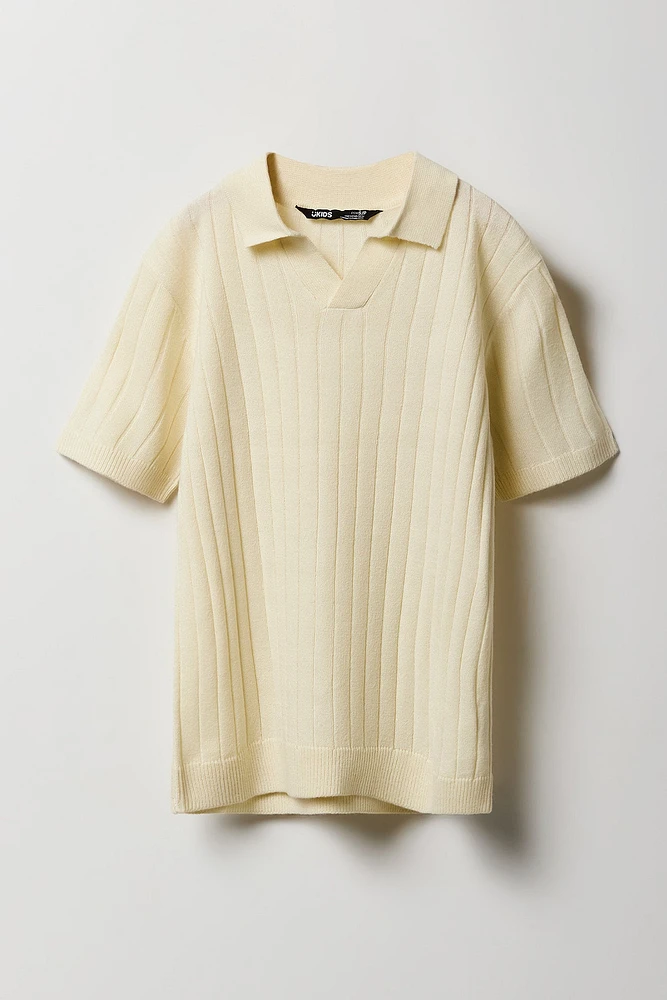 Polo en tricot côtelé large pour garçon