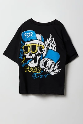 T-shirt à imprimé de crane pour garçons