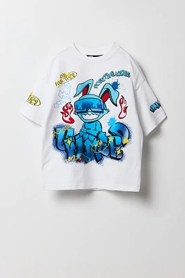 T-shirt à imprimé Positive Vibes Bunny pour garçon