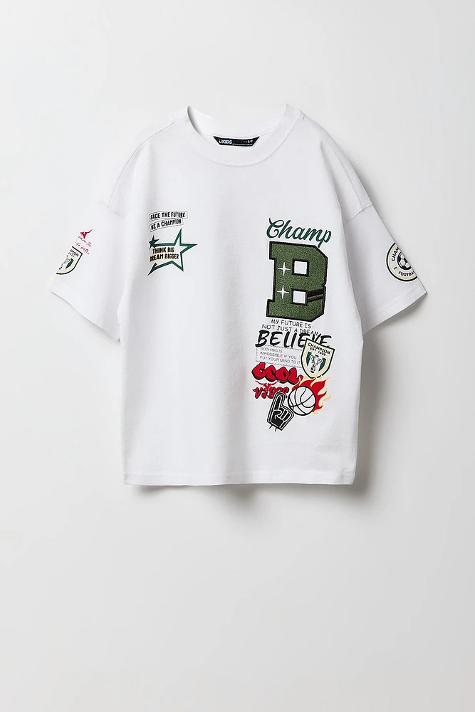 T-shirt avec motif brodé B en chenille pour garçon