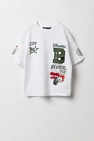 T-shirt avec motif brodé B en chenille pour garçon