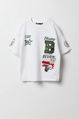 Boys B Chenille Embroidered Graphic T-Shirt