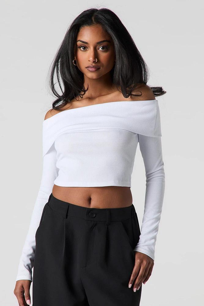 Ribbed Foldover Crop Top