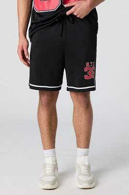 Short sport en filet imprimé
