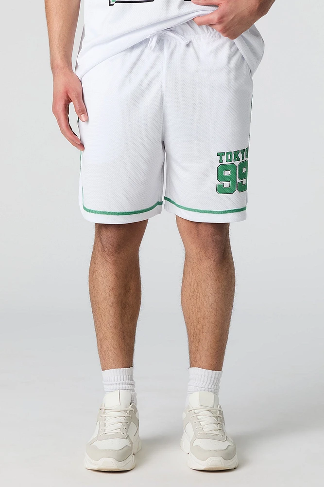 Short sport en filet imprim