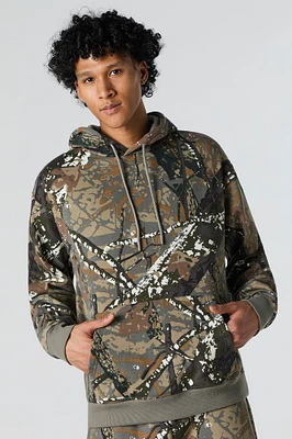 Camo Print Fleece Hoodie