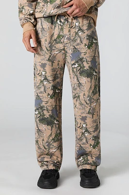 Pantalon en molleton à imprimé camouflage