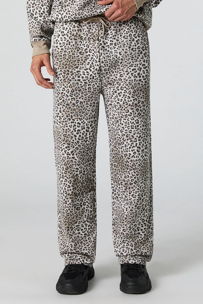 Pantalon en molleton à imprimé de guépard
