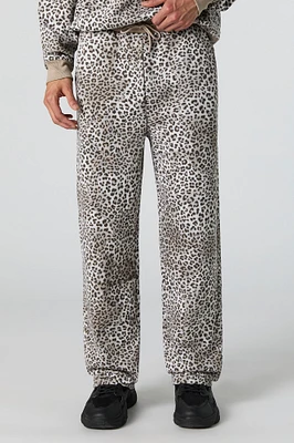 Pantalon en molleton à imprimé de guépard