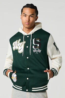 Blouson collégien à broderie en chenille de sergé S Racing Team
