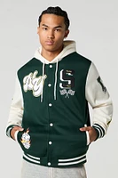 Blouson collégien à broderie en chenille de sergé S Racing Team