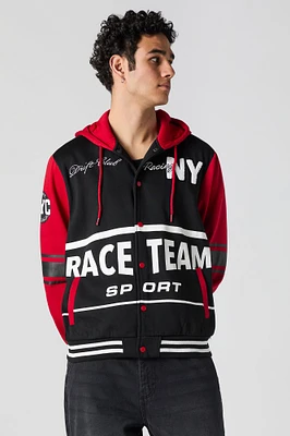 Blouson collégien à broderie en chenille NY Racing