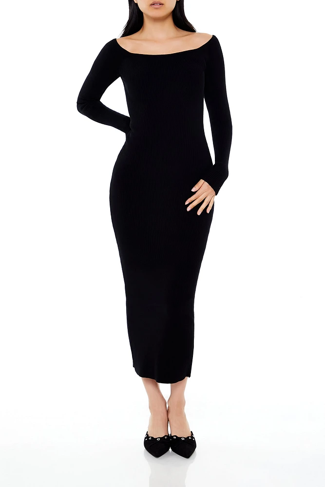 Robe-chandail midi à épaules dénudées