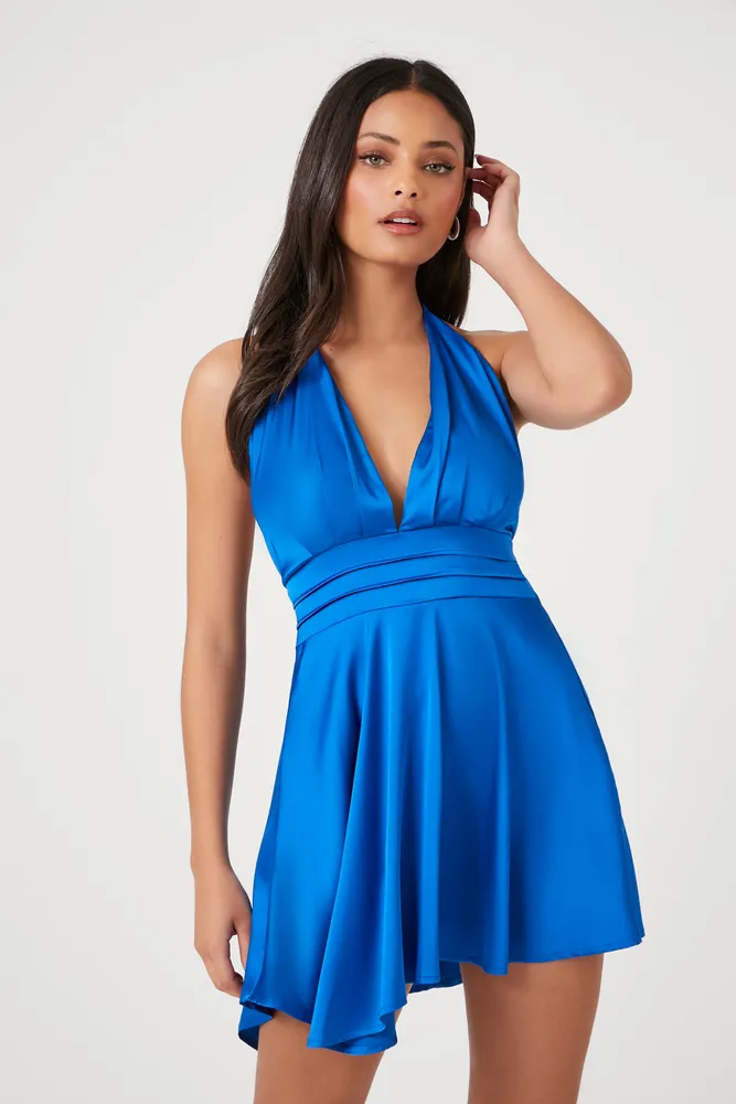 Satin Halter Mini Dress – For Elyse