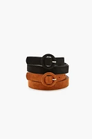 Faux Suede Thin Belt Set (2 Pcs)